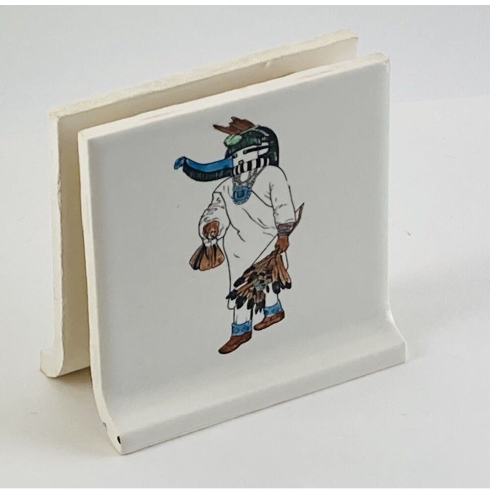 Ceramic Kachina Recipe Card Note Greeting Holder Clip Desk Southwest Native Amer